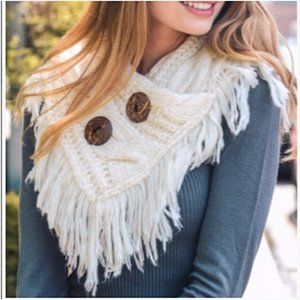 So SOFT Ivory Button Scarf Neck Warmer